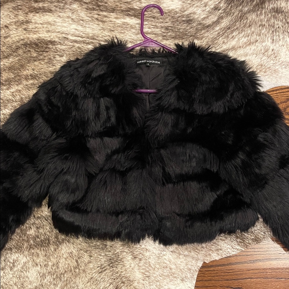 Naked Wardrobe, cropped faux fur jacket